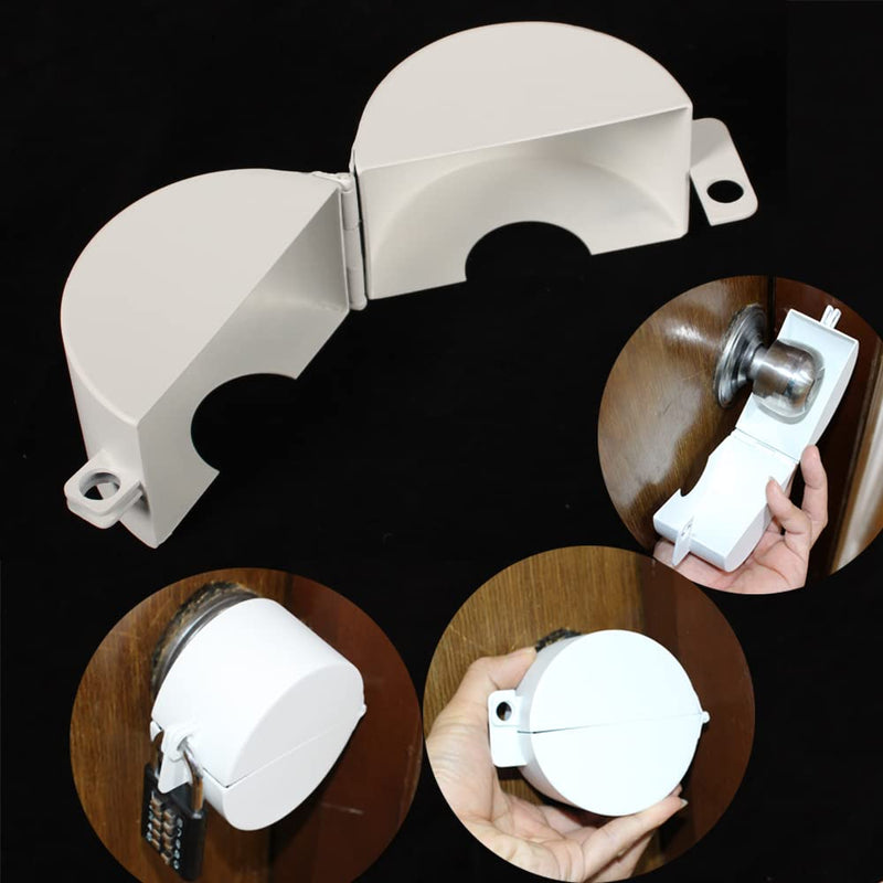 Door Knob Lockout Device Cover to Disable Doorknob/Faucet/Water Valve Hose Door Handle Temporary Lock for Bedroom Door from Outside Lock Door Handle Without Drilling White