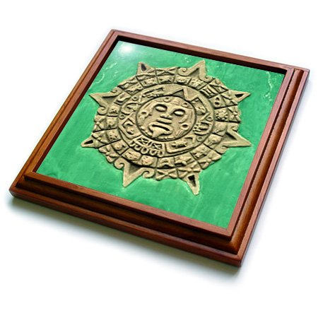 3dRose trv_86536_1 Guatemala Antigua. Mayan Calendar Adorns Facade SA10 KWI0002 Trivet with Ceramic Tile, 8 x 8", Natural
