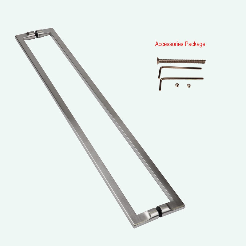 24" Stainless Steel Double-Sided Push-Pull Door Handle,Sliding Barn Door Handle for Wood Door or Glass Door, Easy Install（Brushed Stainless） Brushed Silver