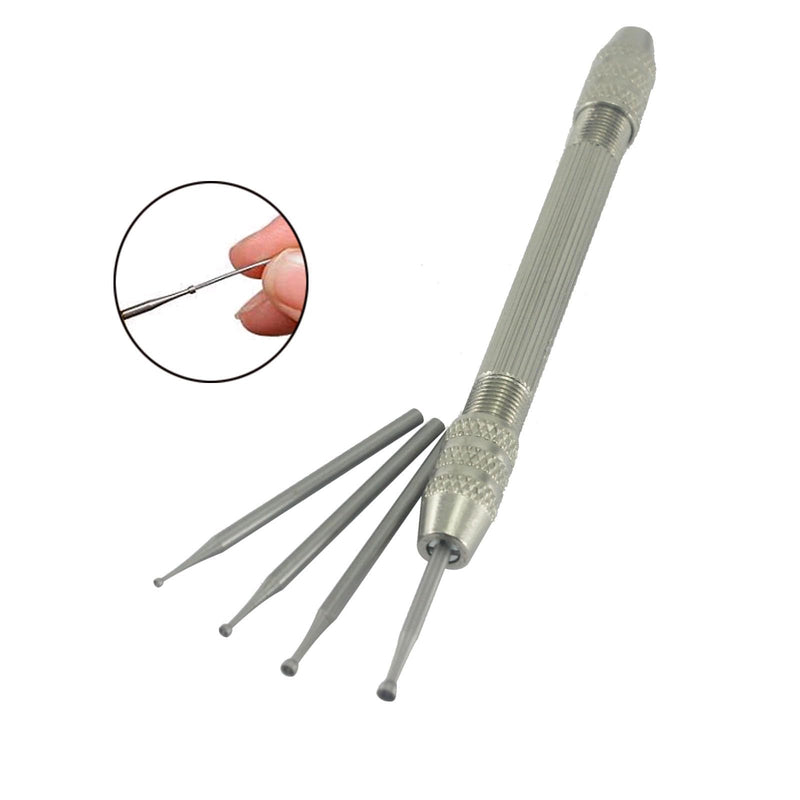 4 Pcs Round Cup Burr, 3/32'' Shank Wire Rounder Bits with Hand Drill Wire Twisting Tools(Burr Size: 1mm/1.4mm/1.8mm/2.3mm)