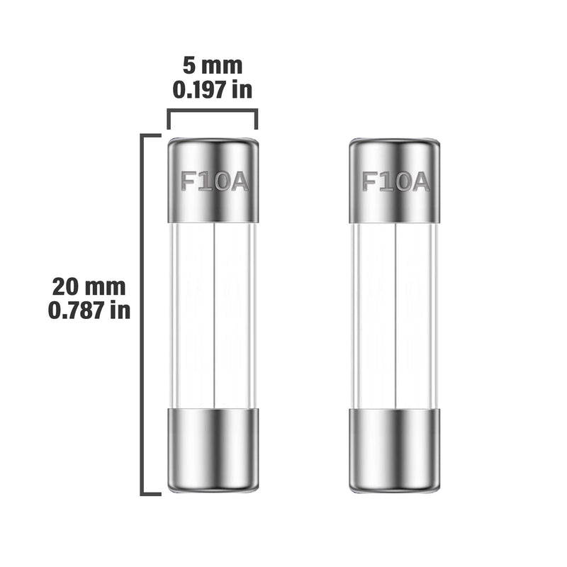 10A 250V 5x20MM Fast Blow Glass Fuse 10 Amp 250 Volt 0.2 x 0.78 Inch Fast-Acting Tube Fuses F10AL250V (Pack of 30Pcs) F10A