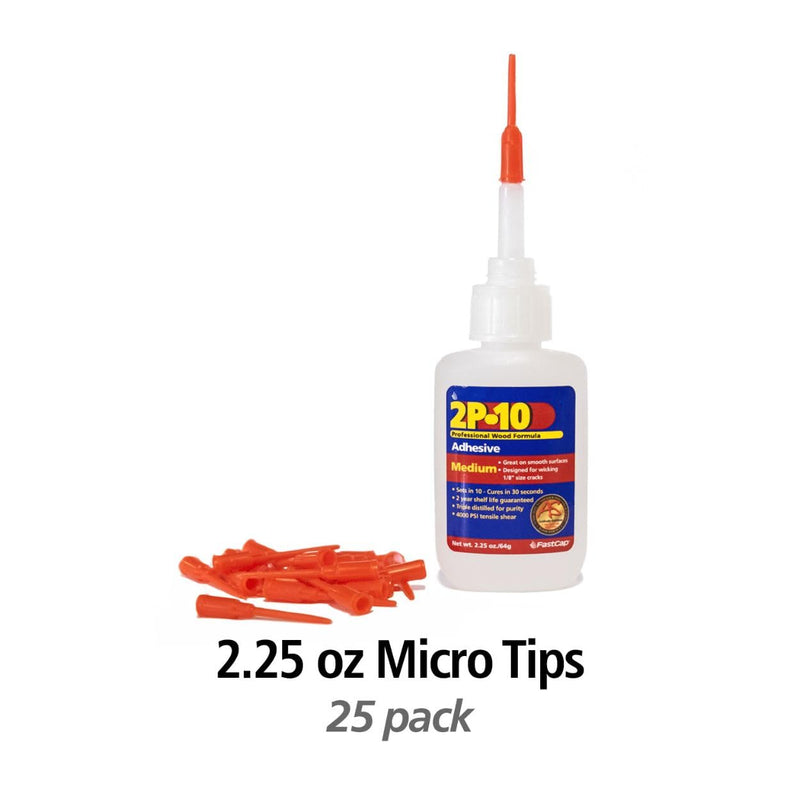 FastCap 2P-10 Micro-Tip - Precision Glue Applicator Tips for Ultra-Fine Adhesive Application, Fits All 2P-10 Bottles, 25-Pack - 98226