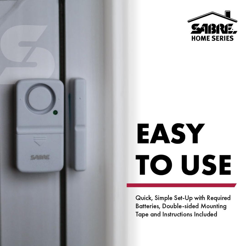 SABRE Wireless Home Security Door Window Burglar Alarm with LOUD 120 dB Siren, DIY EASY to Install 4 Pack