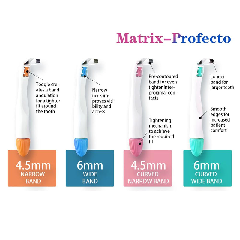 Dental Matrix Bands 4.5/6MM Proformed Matrix System Standard/Curved Disposable Matrices Adjustable Metal Matrix Ring (6MM Curved 50PCS) 6MM Curved 50PCS