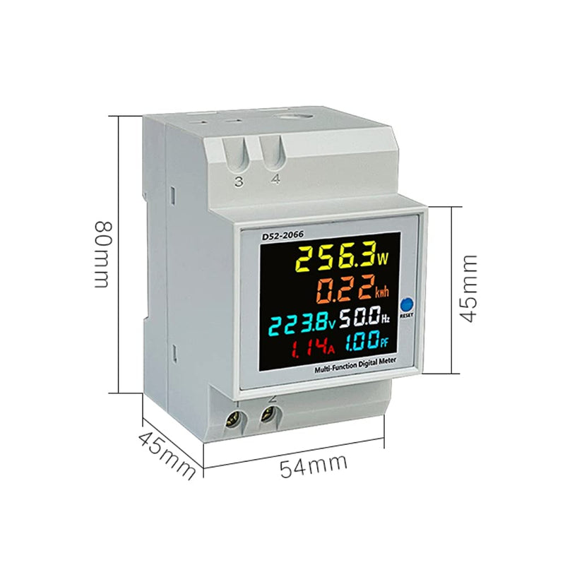 Digital Single Phase Energy Meter Tester Electricity Usage Monitor AC 110V 40V~300V 100A Ampermeter Power Voltmeter Ammeter Voltage Amps Watt Kwh Frequency Power Factor Meter Multimeter (Built-in CT) Built-in CT