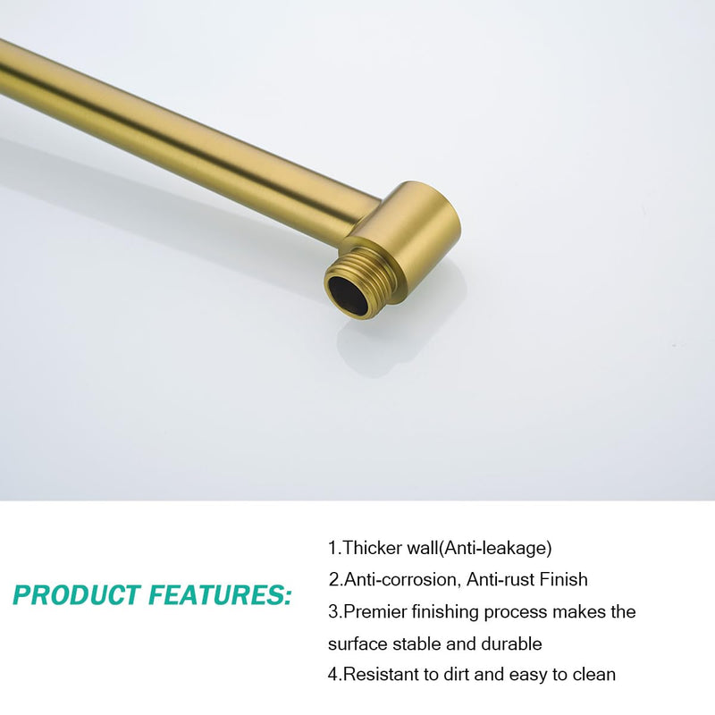 Shower Arm,16 Inch Rain Shower Head Extension Extender,With Flange and Teflon Tape,Made of Thicken Stainless Steel for Bathroom Rainfall Shower,Champagne Bronze,SE-91088-16CB Champagne Bronze(91088)