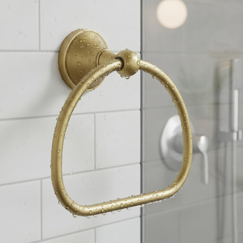 Brass Towel Ring,Antique Hand Towel Holder,Bathroom Antique Brass Hanger Towel Holder for Bathroom Wall Mounted Rustic Bath Accessories Half Round