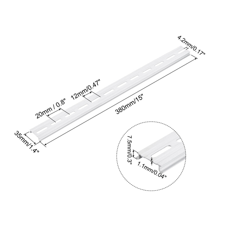 MECCANIXITY DIN Rail Slotted Aluminum Mounting Guide 15 Inch x 1.4 Inch x 0.3 Inch for Equipment Installation Pack of 4 Pcs