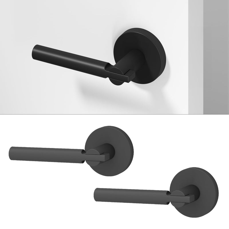 Okun Terra Dummy Door Handle – 2 Pack, Reversible, Non-Turning Lever for Closet, Pantry, or Hallway Doors – Matte Black Finish