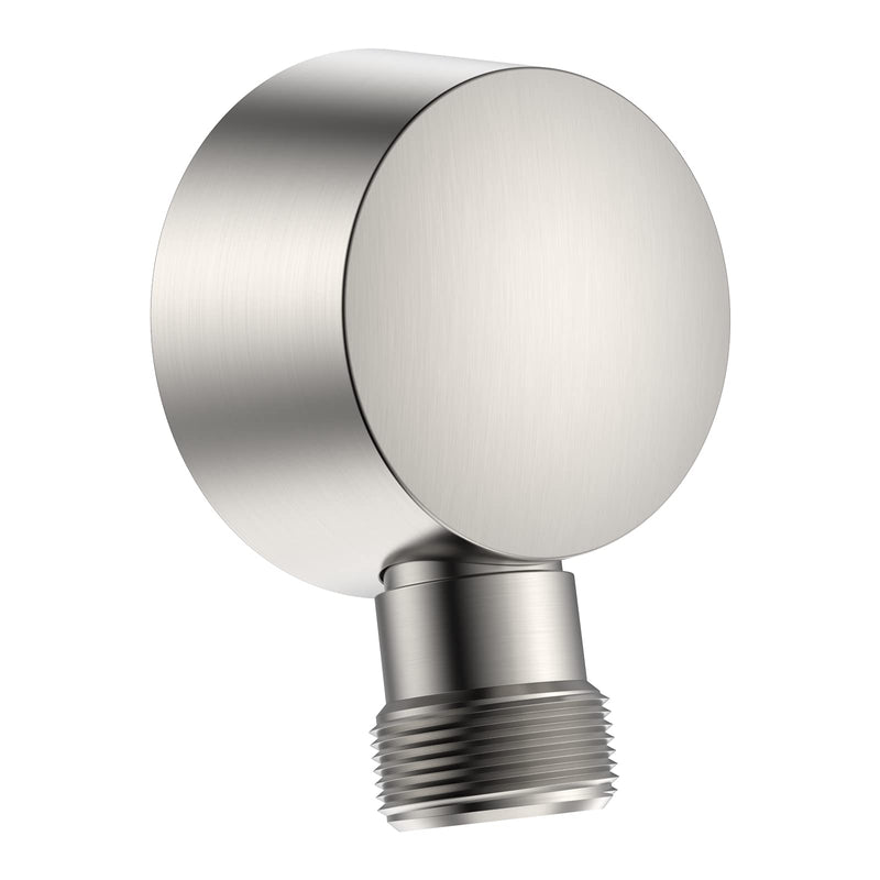 Wall Mounted Supply Elbow, Solid Brass Round Wall Supply Elbow with Check Valve (Brushed Nickel)