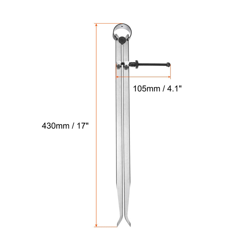 uxcell Spring Inside Caliper 17 Inch Stainless Steel Adjustable Spring Caliper Straight-Leg for Wood Turning Lathe Projects