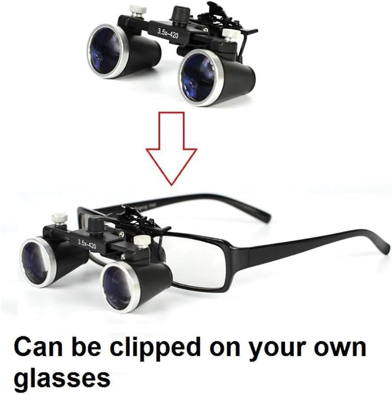 EustomA 3.5X Binocular Loupes Head Magnifier Frame Anti Slip 420mm Working Distance Optical Glasses Angle Adjustable for Lab DY-117 (Black) Black