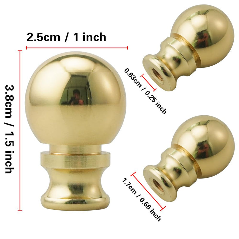 2 Pieces Lamp Finials, Gold Finial for Lamps, Lamp Shade Nut Screw Cap, Metal Knob Topper Finial, for Decorative Replacement DIY Table or Floor Light Lampshade Holder Harp Adapter 1.5inch Tall Metal