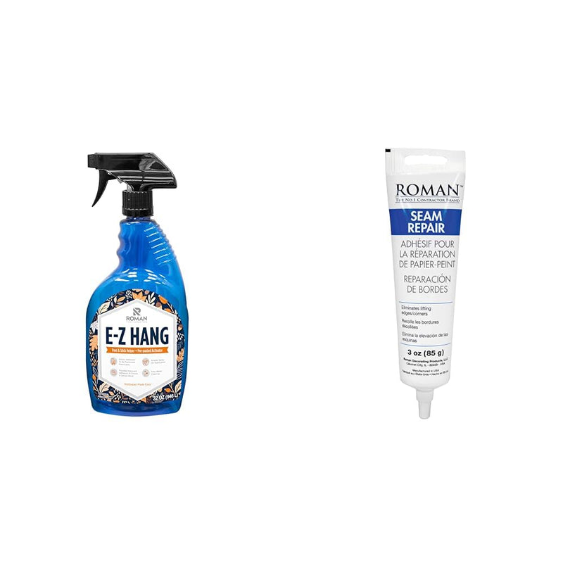 Roman 11015 Wallpaper Helper & 207802LW Seam Repair Adhesive Bundle, 32 & 3 Fl Oz E-Z Hang + Seam Repair Adhesive