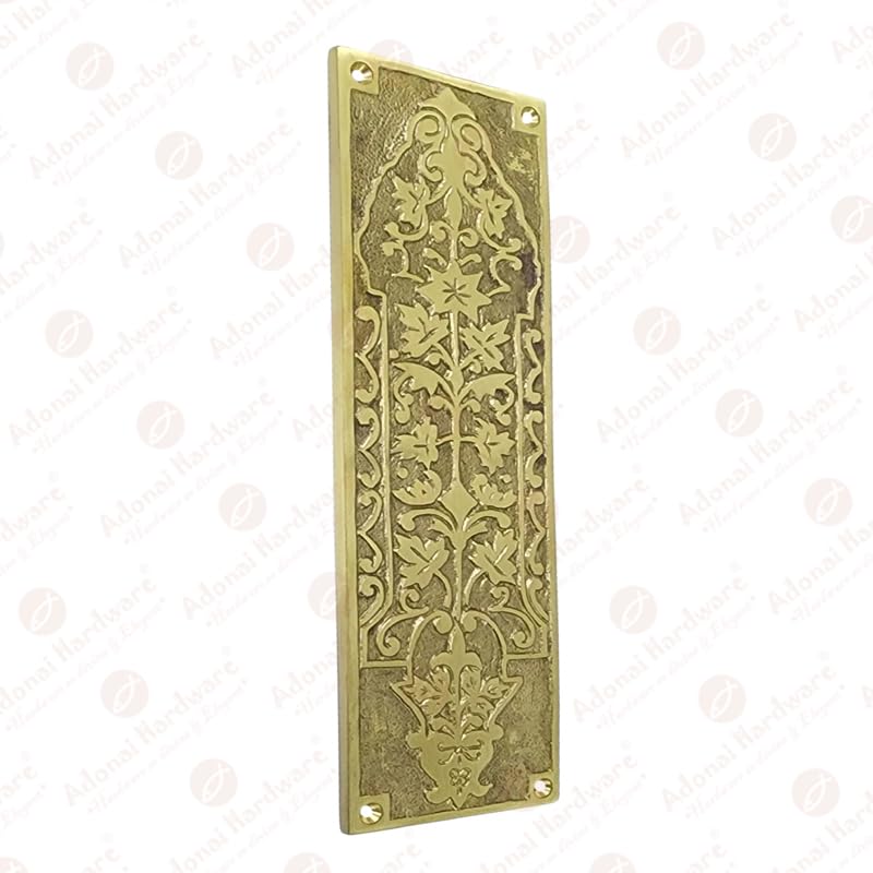 Adonai Hardware Decorative Brass Push Plate (9.9 Inch "Nezib", Satin Brass)