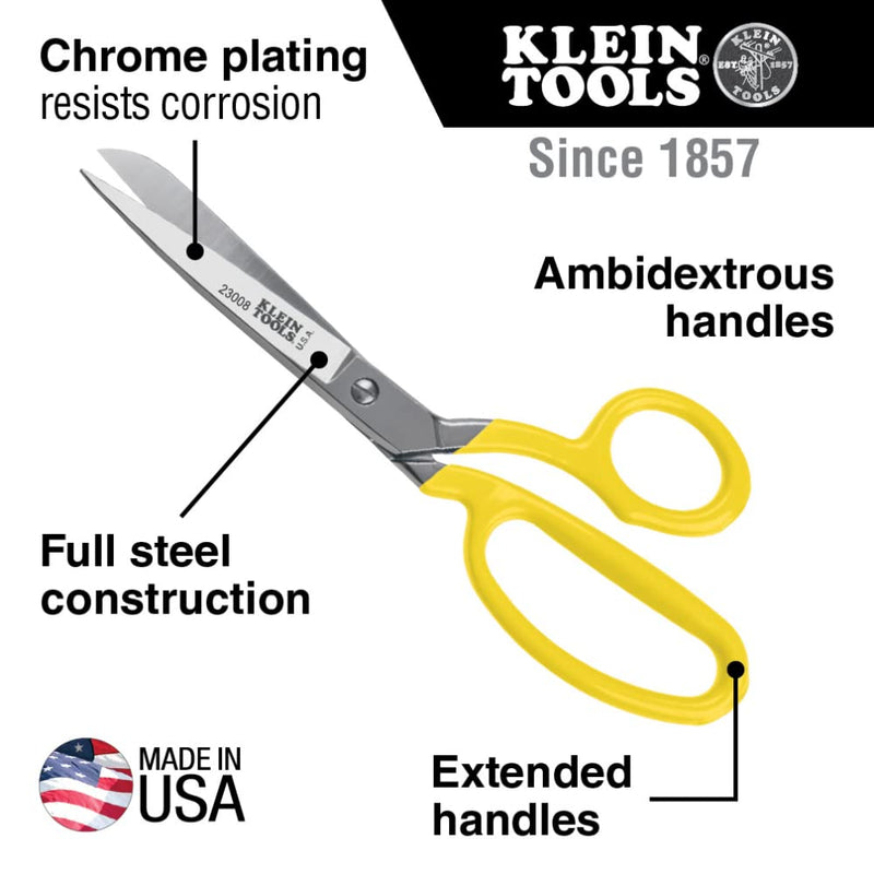 Klein Tools 23008 Premium Forged Heavy Duty Scissors, Made in USA, Multipurpose Durable Household Scissors, 8-Inch 8 Inch