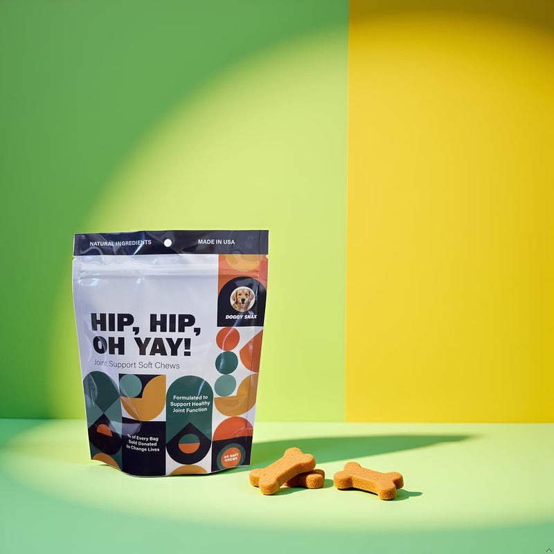 Hip Hip Oh Yay! Canine Hip & Joint Supplement Soft chew with Glucosamine, Chondroitin, Green Lipped Mussel, MSM, Hyaluronic Acid, Boswellia and so Much More!