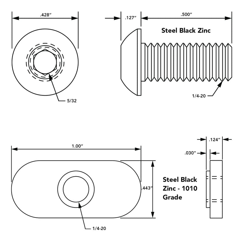 8020, 3393, 10 Series Bolt Combo, 1/4-20 x 0.5 Inch Button Head Socket Cap Screw with Slide in Economy T-Nut Steel Hardware 80/20 Nuts and Bolts Set (100 Pack) 100