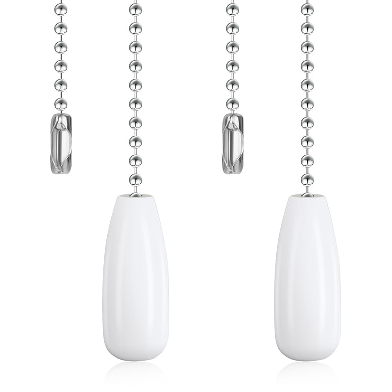 2 Pcs 12-inch Ceiling Fan Pull Chain Lighting Beaded Ball Chains Wooden Decorative Pendant Extension Chains Fan Cord Extender(White) White