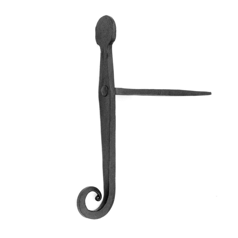 Renovators Supply Manufacturing Shutter Dogs 7 In. Rat Tail Shaped Black Wrought Iron Shutter Dogs With Mounting Hardware