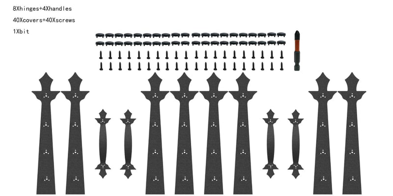 2 car Screw Mounted Garage Door Decorative Hardware,High Strength ABS Material Carriage House Garage Door Accents, Decorative Hinges & Handles with Mounting Screws for Garage Doors (Black, 12Pack)