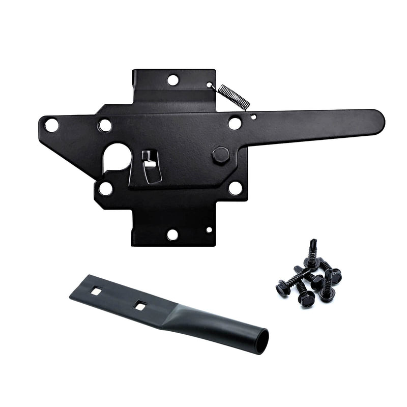 Heavy Duty Self-Locking Post Mount Automatic Gravity Lever Gate Latch for Wooden Fence with Fasteners - Black Finishing Steel Gate Latch to Secure Pool/Yard/Garden