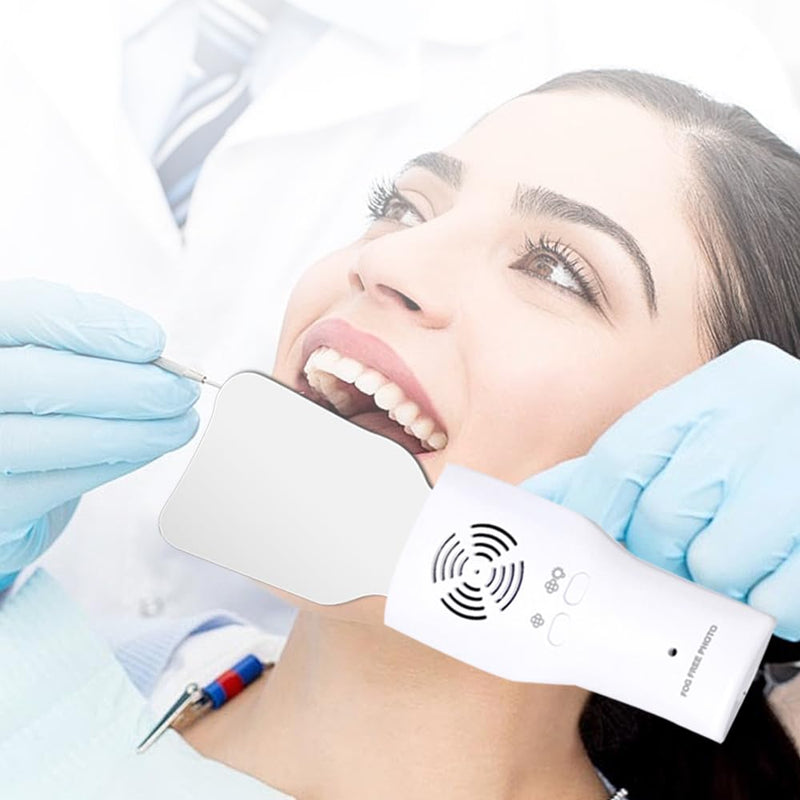 Fog-Free Dental Occlusal Photographic Mirror Device LED Light Fan | 4 Rhodium Intraoral Mirrors with Anti-Fog Fan, High-Precision Oral Inspection Device for Dentists and Hygienists