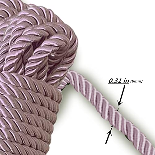 Soft Silk Rope Solid Braided Twisted Ropes 10m Durable and Strong All Purpose Twine Cord Rope String Thread Cord (Lavender) Lavender