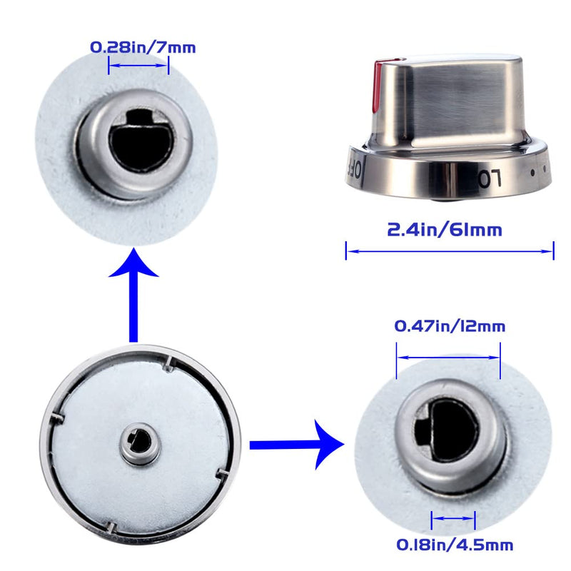 Upgrade 5pcs DG64-00472A Stove Knob Replace DG64-00473A,DG64-00347A,DG64-00347B for Samsung Stove Knob, Fit for Samsung Oven FX510BGS FX710BGS NX58F5300SS NX58F5500SS