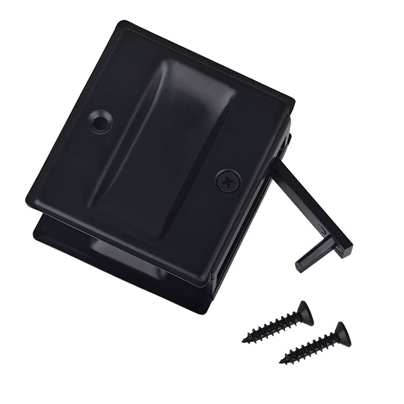 HOMOTEK Passage Sliding Door Pull Black Without Switch Plate- Replace Old Or Damaged Pocket Door Pull Quickly and Easily, 2-3/4”x2-1/2”, for 1-3/8” Thickness Door 1 Pack No Lock-Black