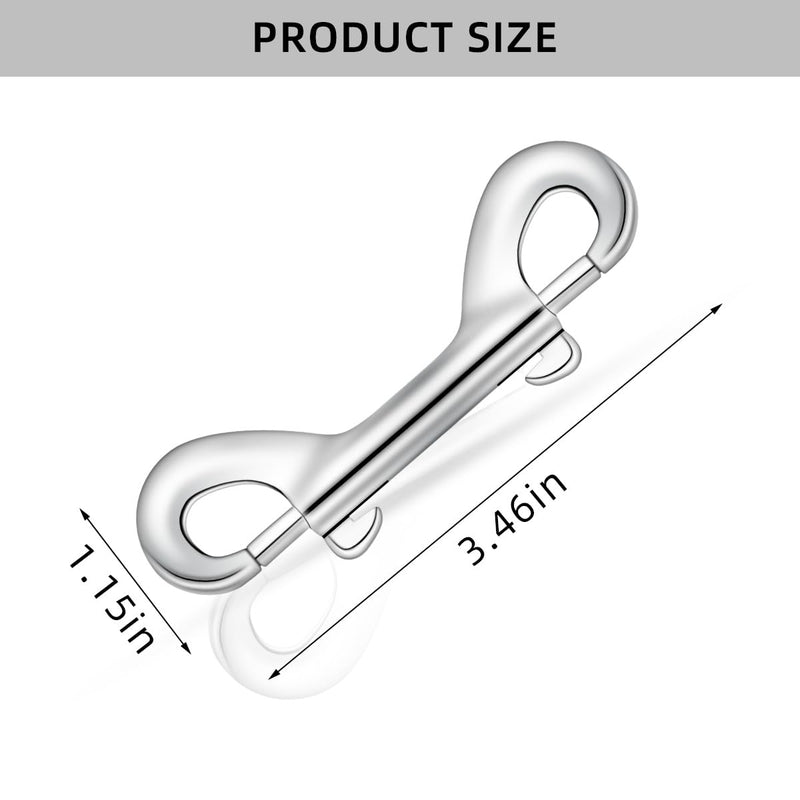 6 Pack Double Snap Hooks Double Ended Bolt Snaps Hook Double Ended Clips Dog Leash Hook Clips Pet Chain Buckle Metal Trigger Snap Hooks Zinc Alloy Double Hook Clip Heavy Duty Chain Clip (Silver)