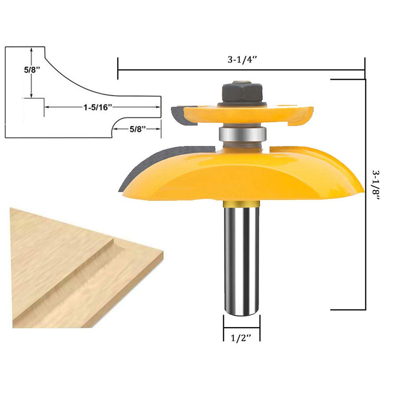 TATAIWAIN 1/2-Inch Shank 3 Bit Raised Panel Cabinet Door Router Bit Set Back-Cutter Panel Bits, Door Cabinet Drawer Cutter, Router Bits Sets Wood CNC Milling Tool for Woodworking(3)