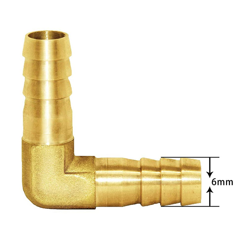 Joywayus 5Pcs 1/4" Hose ID/Hose Barb 90 Degree L Right Angle Elbow Union Brass Fitting Water/Fuel/Air 5