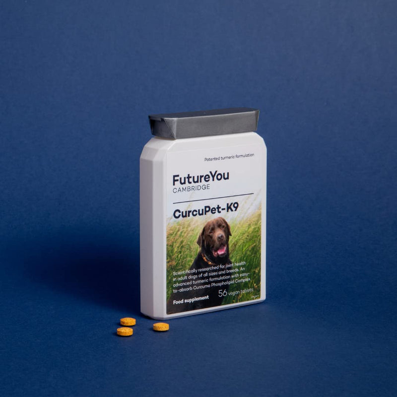 FutureYou Cambridge Curcupet-K9 Turmeric for Dogs - 56 Tablets - Highly Absorbable Joint Health Supplement with Patented Curcumin Formulation - Developed, UK - PawsPlanet Australia