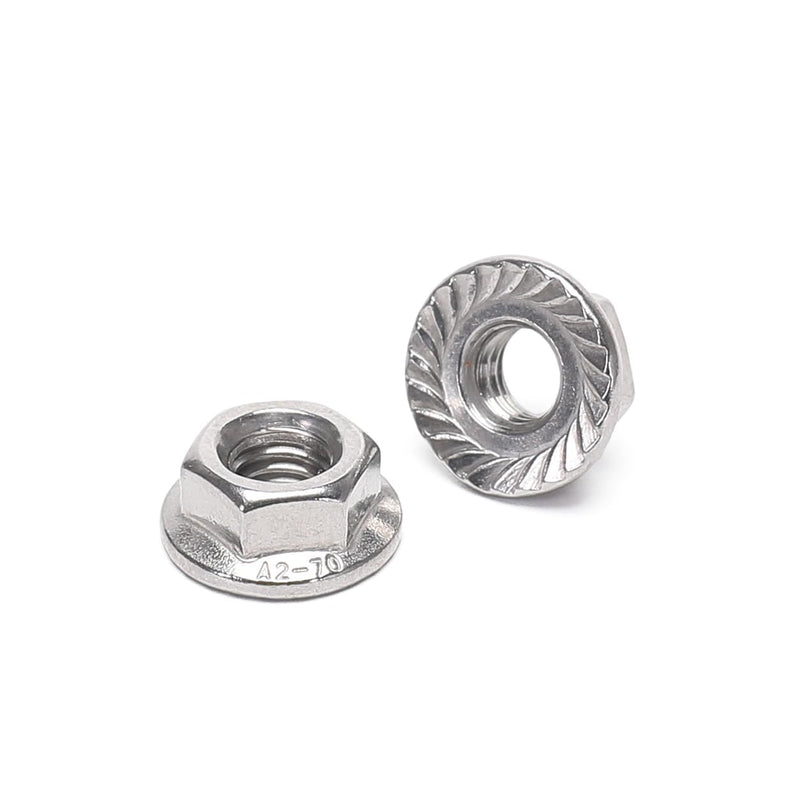 25 Pieces M8 Flange Nuts, M8-1.25mm Serrated Hex Flange Lock Nuts, 304 Stainless Steel,Plain Finish