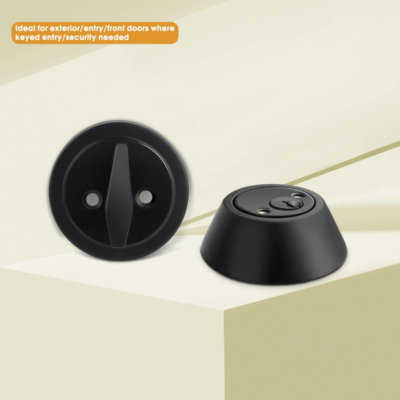 Gobrico Black Keyed Single Cylinder Deadbolts Door Locks Round Keyed Both Sides Combo Door Locksets with Different Keys for Exterior or Interior Doors 3 Pack