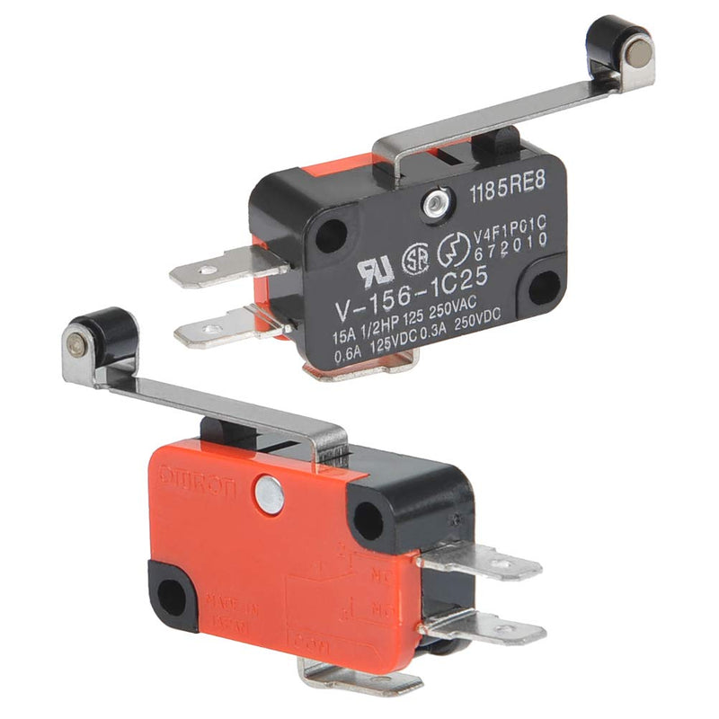 6Pcs V-156-1C25 Micro Limit Switch with Hinge Roller Momentary SPDT Snap Action for Arduino CYT1046