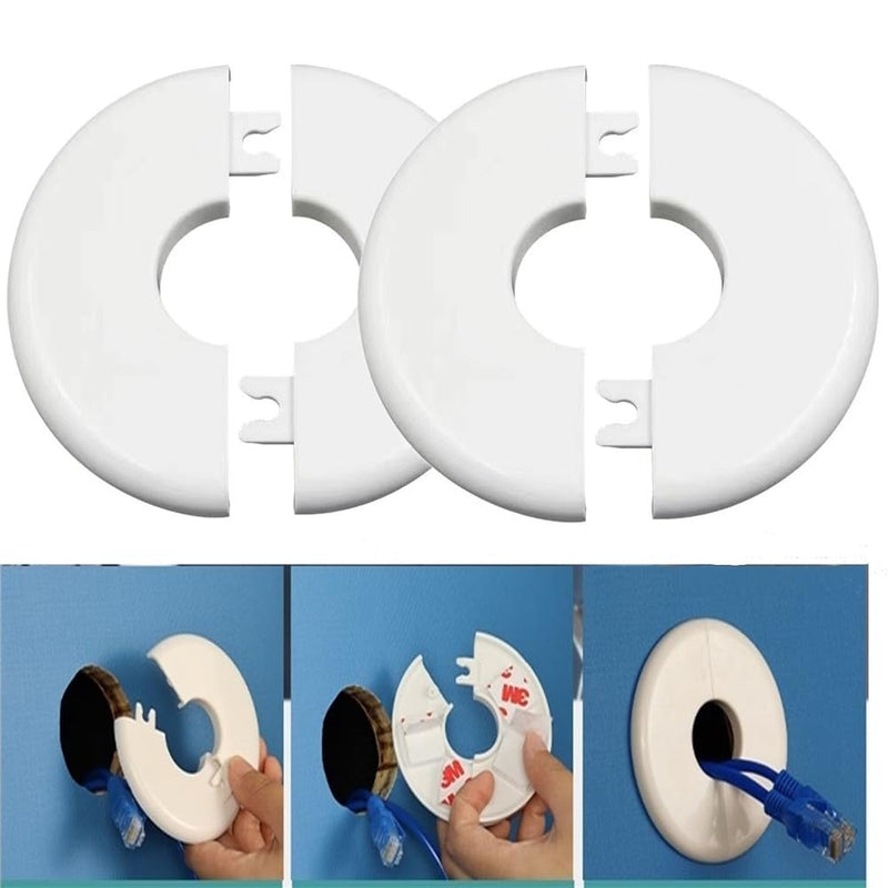 2 pcs Wall Split Flange Self-Adhesive tape Round Escutcheon Various pipes Plate Cover for Water Pipe Faucet Decoration Accessories (44mm/1.73in) 44mm/1.73in