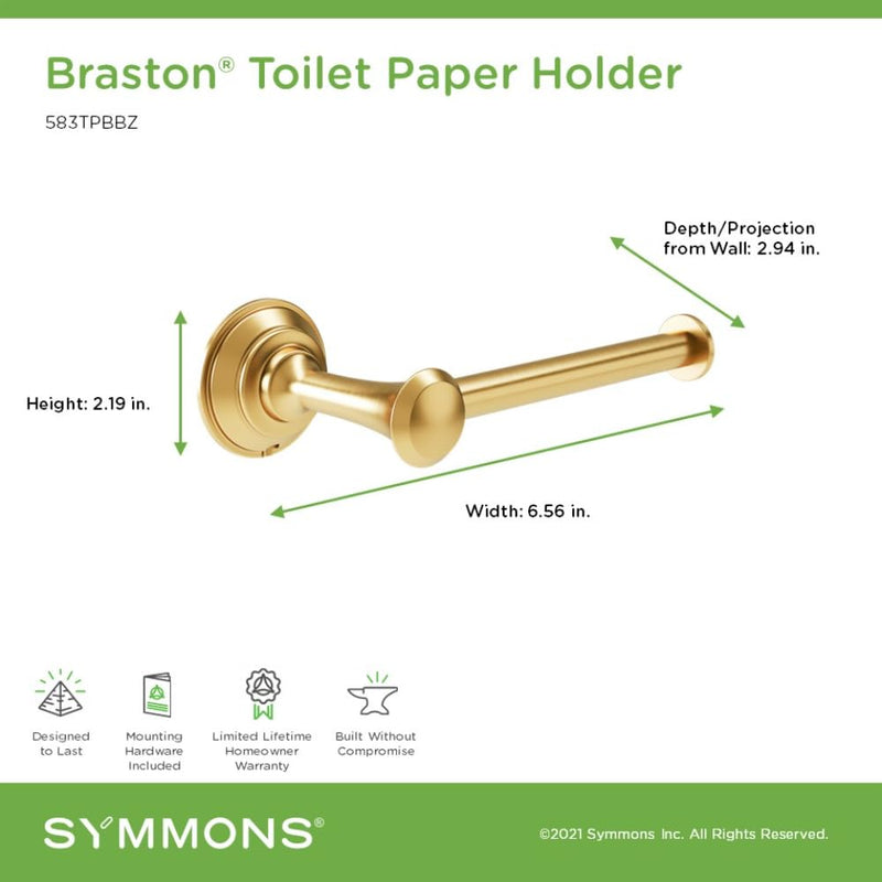 Symmons Braston Wall Mounted Toilet Paper Holder in Brushed Bronze - 583TPBBZ