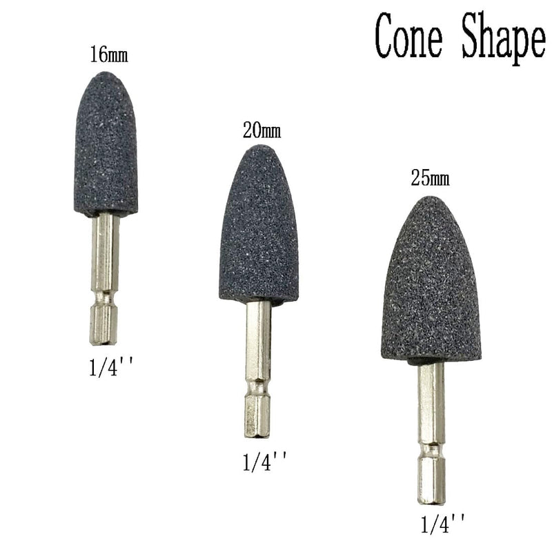 𝐋𝐮𝐨 𝐤𝐞 8 Pcs Rotary Grinding Stone - 1/4'' Hex Shank Assorted Shape Abrasive Stone Mounted Grinding Point Aluminum Oxide Sharpening Bits for Rotary Tool Drill 8Pc Assorted Grinding Stones
