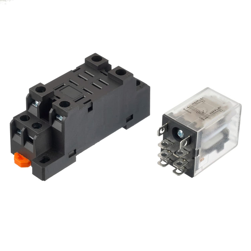 DC 24V JQX-13FL 62PL Coil 8 Pin 10A DPDT LED Indicator Electromagnetic Power Relay with Plug-in Terminal Socket and DIN Slotted Aluminum Rail 8Pin-10A-DC24V