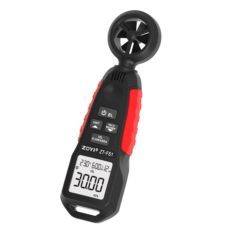 ZOYI ZT-FS1 Digital Anemometer - Accurate Wind Speed & Temperature Measurement, 6 Units Selection, Backlit LED Display, Ideal for Outdoor, HVAC, Industrial Monitoring