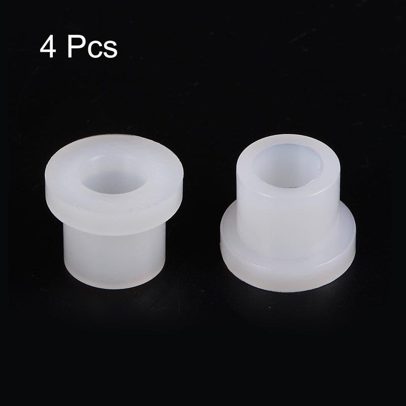 uxcell 4pcs Flanged Sleeve Bearings Plastic Bushings 10.1mm Bore x 15.1mm OD x 15.5mm Length Nylon Bushings, White 4