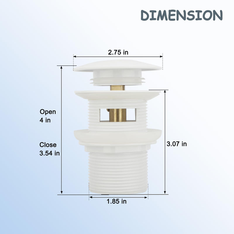 Tub Stopper Bathtub Drain, Brass Pop-up Freestanding Bathtub Drain Stopper, Fits Most Freestanding Tub Rough- in Kits (White) White