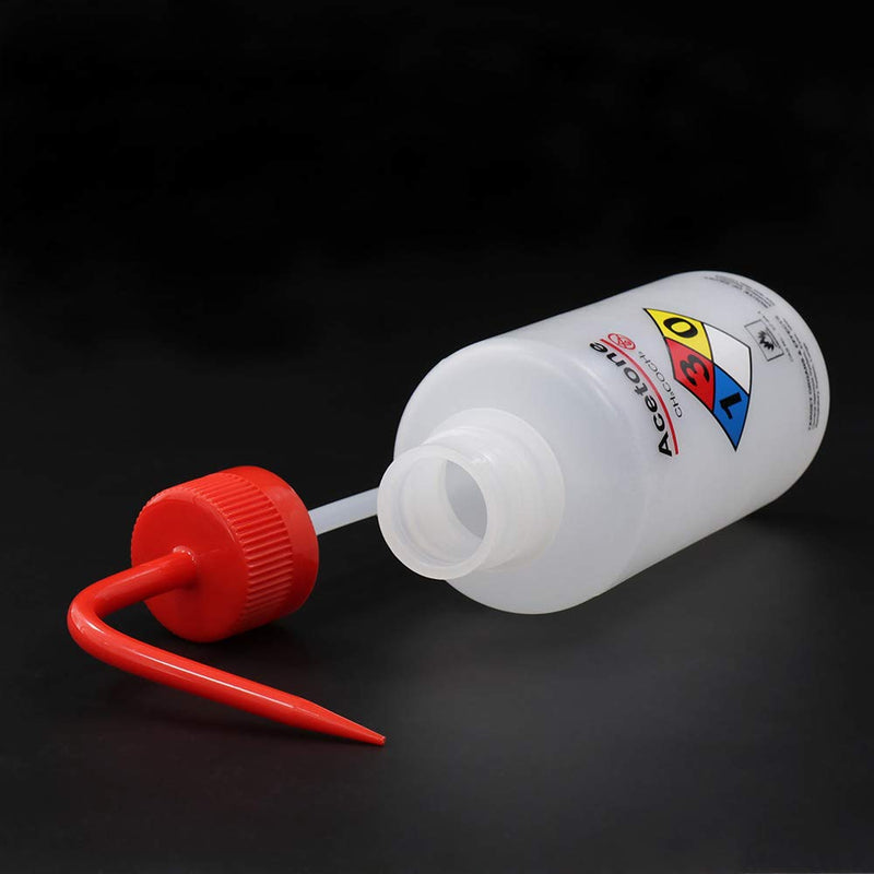 ULAB Safety Wash Bottles, 4pcs of Acetone Wide-Mouth Wash Bottles, LDPE Material, Vol.500ml, UWB1022 4pcs, Acetone Label