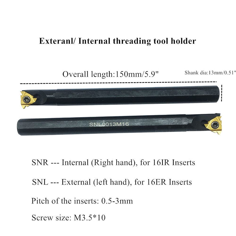 20pcs Threading Carbide Inserts 16ER 16IR AG60 External and Internal Threading Replacement Inserts with M3.5X 10 Screws for Stainless Steel (SNR/L+16ER/IR) SNR/L+16ER/IR