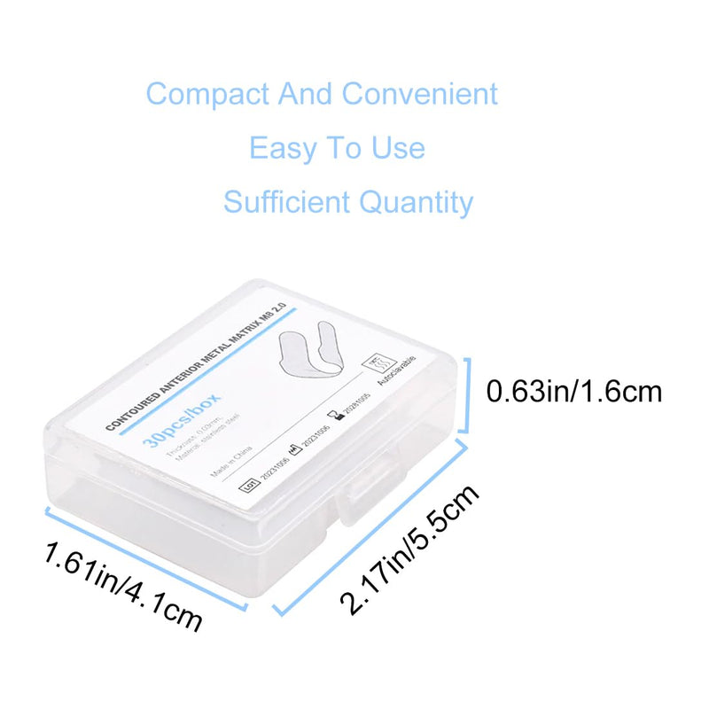 Dental Anterior Matrix Bands Metal Restoration Matrix Bands for Front Teeth 30Pcs,Thickness 30μm