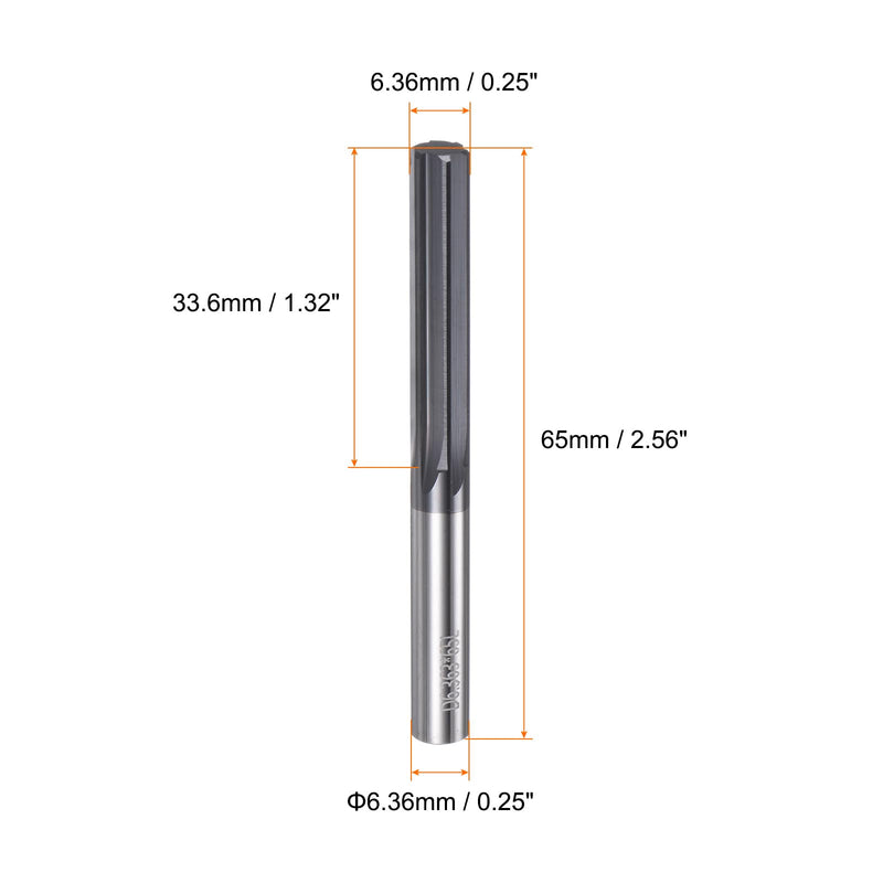 HARFINGTON Carbide Chucking Reamer 0.25"(6.36mm) Dia Straight Flute Straight Shank Machine Reamer Tool for Metal and Lathes CNC Machining Centers, Black 0.25"