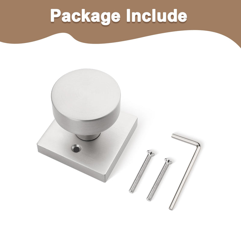 Probrico Brushed Nickel Dummy Door Knobs 2 Pack, Square Door Knobs Interior for Closet, Half Dummy Door Handles, Single Side