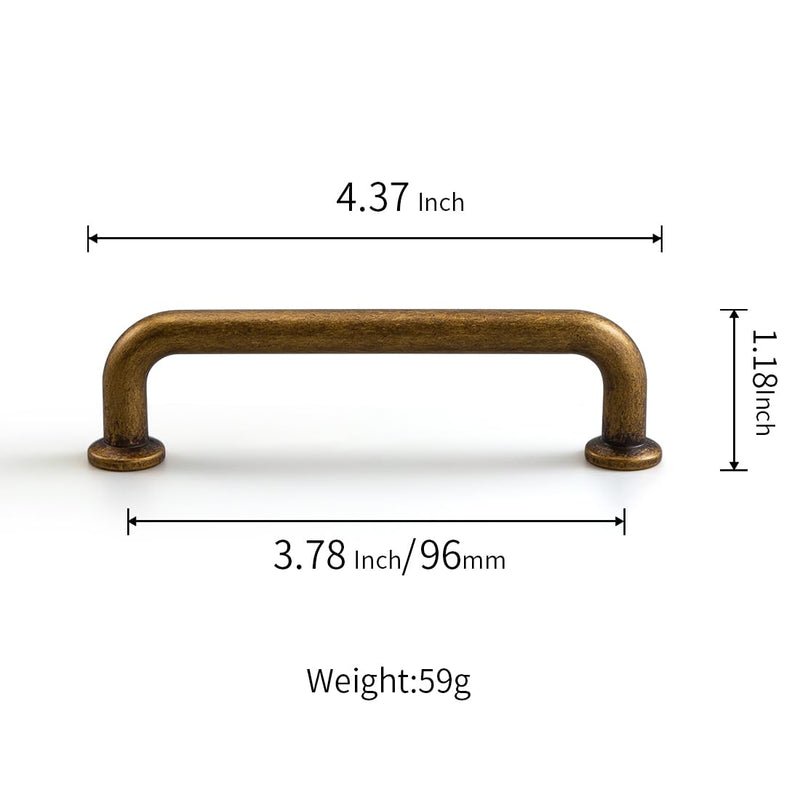 YAGU 10 Pack Antique Brass Dresser Drawer Pulls 3-3/4 Inch(96mm) Hole Center Solid Aged Bronze Kitchen Cabinet Handles Furniture Vintage Hardware for Cupboard Wardrobe Closet Vanity 3.75''/96MM Hole Center